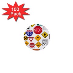 Street Signs Stop Highway Sign 1  Mini Buttons (100 Pack)  by Simbadda