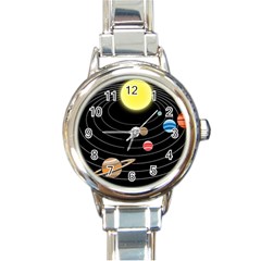 Solar System Planets Sun Space Round Italian Charm Watch by Simbadda