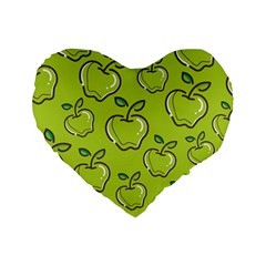 Fruit Apple Green Standard 16  Premium Heart Shape Cushions
