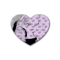 Wide Eyed Girl Lilac Heart Coaster (4 Pack)  by snowwhitegirl