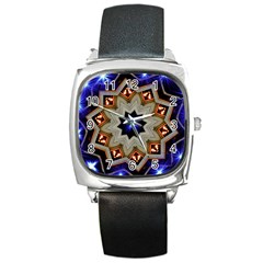Background Mandala Star Square Metal Watch by Mariart
