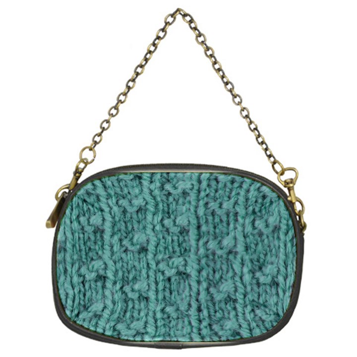Knitted Wool Blue Chain Purse (One Side)