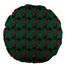 Red Roses Teal Green Large 18  Premium Round Cushions by snowwhitegirl