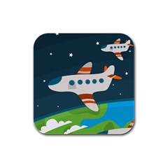 Plane Aircraft Flight Rubber Square Coaster (4 Pack)  by Simbadda