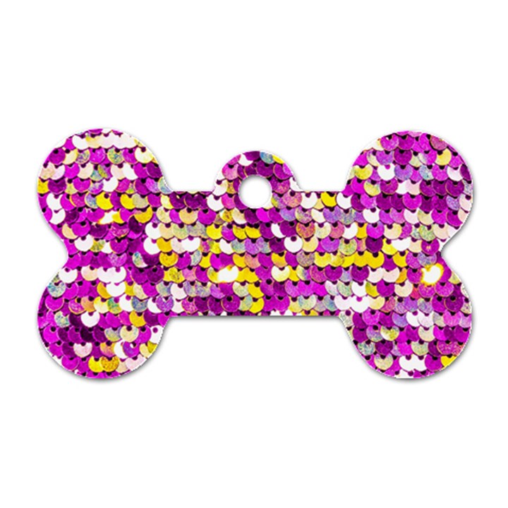 Funky Sequins Dog Tag Bone (Two Sides)