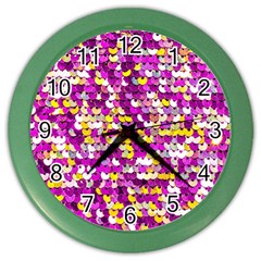 Funky Sequins Color Wall Clock by essentialimage
