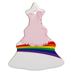Pink Fluffy Unicorns Dancing On Rainbows Drawing Ornament (christmas Tree) 