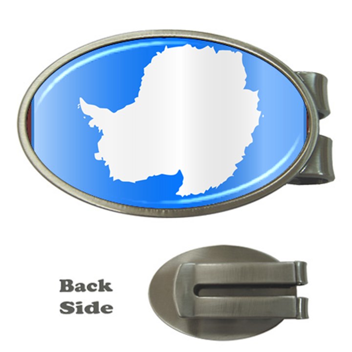 Waving Proposed Flag of Antarctica Money Clips (Oval) 