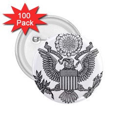 Black & White Great Seal Of The United States - Obverse  2 25  Buttons (100 Pack)  by abbeyz71