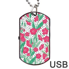 Flora Floral Flower Flowers Pattern Dog Tag Usb Flash (two Sides) by Sudhe