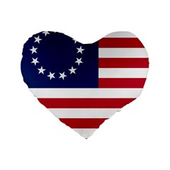 Betsy Ross Flag Standard 16  Premium Flano Heart Shape Cushions by Valentinaart