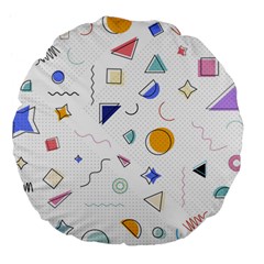 Memphis Pattern With Geometric Shapes Large 18  Premium Flano Round Cushions by Vaneshart