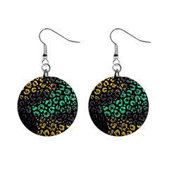 Abstract Geometric Seamless Pattern With Animal Print Mini Button Earrings