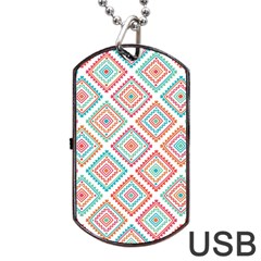 Ethnic Seamless Pattern Tribal Line Print African Mexican Indian Style Dog Tag Usb Flash (one Side)