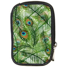 Peacock Feathers Pattern Compact Camera Leather Case by Vaneshart