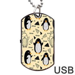 Hand Drawn Penguin Doodle Pattern Dog Tag Usb Flash (one Side) by Vaneshart
