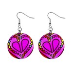 Stained Glass Love Heart Mini Button Earrings Front