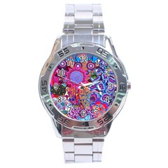 Red Flower Abstract  Stainless Steel Analogue Watch by okhismakingart
