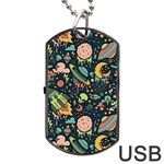 Texture Patterns Aliens Rockets Space Dog Tag USB Flash (One Side) Front