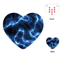 Lightning Electricity Pattern Blue Playing Cards Single Design (heart)