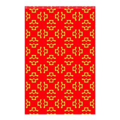 Red Background Yellow Shapes Shower Curtain 48  X 72  (small)  by Simbadda