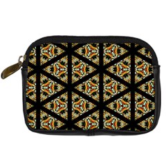Pattern Stained Glass Triangles Digital Camera Leather Case by Simbadda