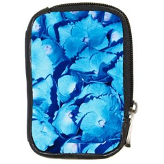 Hydrangea Blue Petals Flower Compact Camera Leather Case by Simbadda