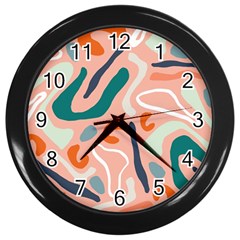 Organic Forms And Lines Seamless Pattern Wall Clock (black) by Vaneshart