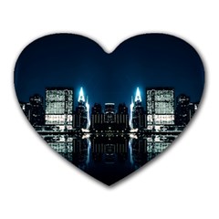Night City Landscape Heart Mousepads by Vaneshart