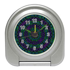 Texture Pattern Line Colorful Circle Art Background Design Decorative Symmetry Style Shape  Travel Alarm Clock by Vaneshart