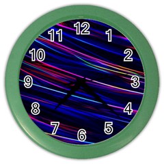 Nightlife Neon Techno Black Lamp Motion Green Street Dark Blurred Move Abstract Velocity Evening Tim Color Wall Clock by Vaneshart