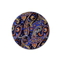Vintage Retro Texture Decoration Pattern Color Circle Ornament Art Design Bright Symmetry Style  Rubber Coaster (round)  by Vaneshart