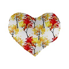 Watercolor Painting Autumn Illustration Autumn Tree Standard 16  Premium Flano Heart Shape Cushions by Vaneshart