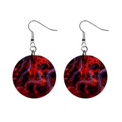 Art Space Abstract Red Line Mini Button Earrings