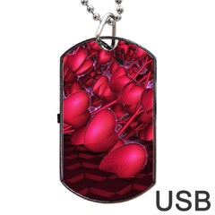 Heart Abstract Shape Pink Light Dog Tag Usb Flash (one Side)