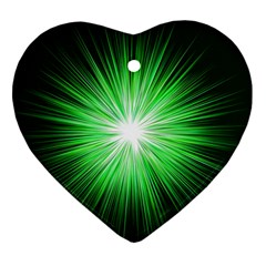 Green Blast Background Heart Ornament (two Sides)