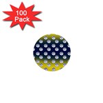 English Breakfast Yellow Pattern Blue Ombre 1  Mini Buttons (100 pack) 