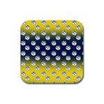 English Breakfast Yellow Pattern Blue Ombre Rubber Coaster (Square) 