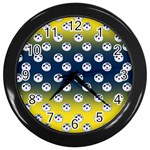 English Breakfast Yellow Pattern Blue Ombre Wall Clock (Black)