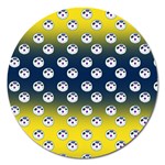 English Breakfast Yellow Pattern Blue Ombre Magnet 5  (Round)