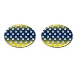 English Breakfast Yellow Pattern Blue Ombre Cufflinks (Oval)