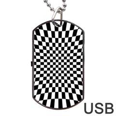 Illusion Checkerboard Black And White Pattern Dog Tag Usb Flash (one Side)