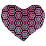 Background Pattern Tile Flower Large 19  Premium Flano Heart Shape Cushions