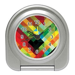 Pattern Colorful Geometry Abstract Wallpaper Travel Alarm Clock by Vaneshart