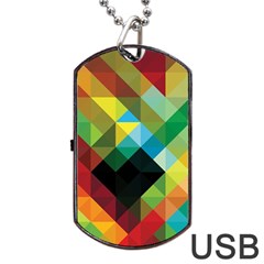 Pattern Colorful Geometry Abstract Wallpaper Dog Tag Usb Flash (one Side)