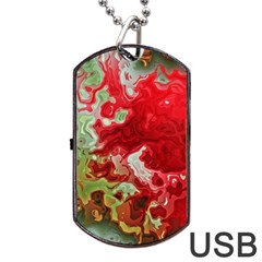 Abstract Stain Red Dog Tag Usb Flash (one Side)