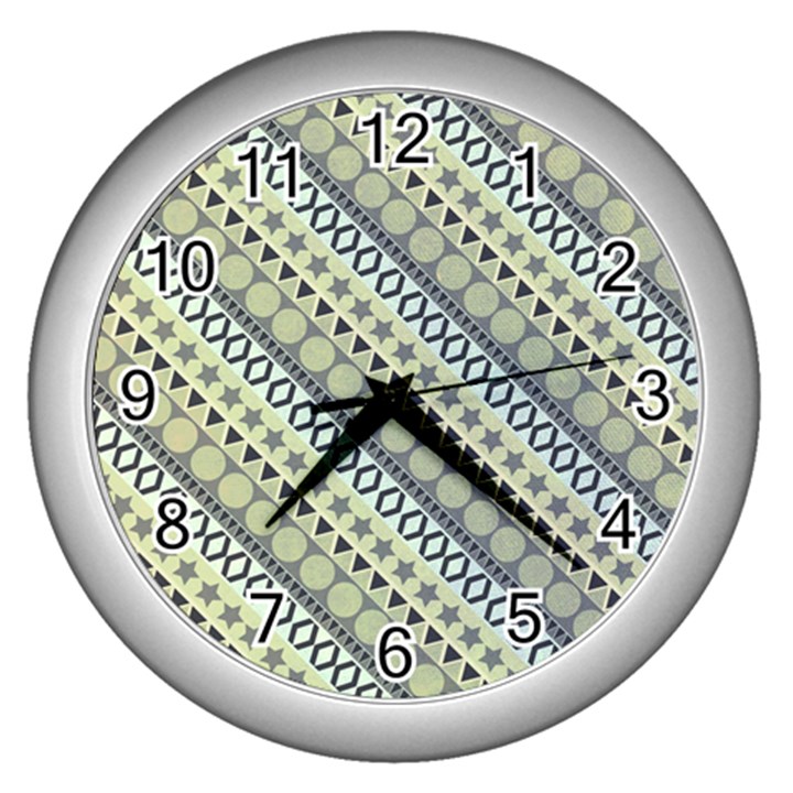 Abstract Seamless Pattern Graphic Wall Clock (Silver)