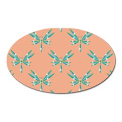 Turquoise Dragonfly Insect Paper Oval Magnet
