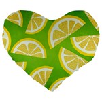 Lemon Fruit Healthy Fruits Food Large 19  Premium Flano Heart Shape Cushions