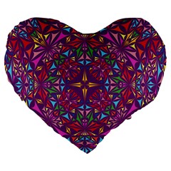 Kaleidoscope  Large 19  Premium Heart Shape Cushions by Sobalvarro